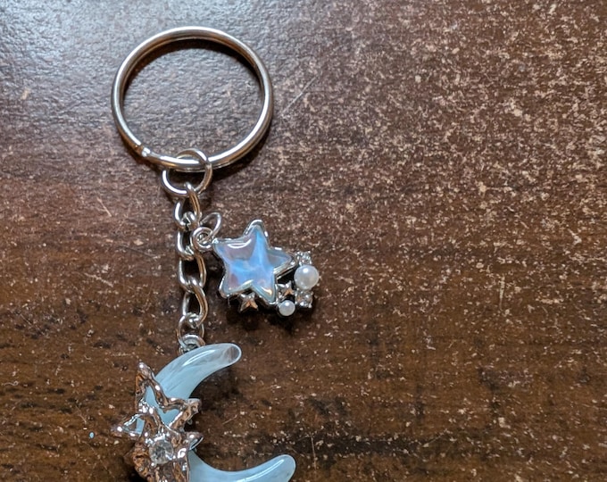 glass moon keychain