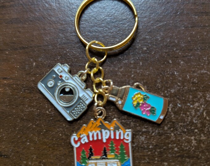 Camping Keychain: Camper Van, Camera, Beer Charms