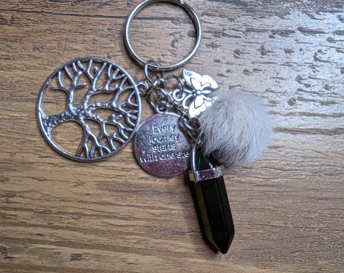Silver chakra keychain