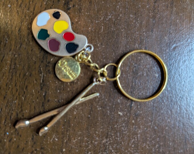 Artist Keychain: Gold Palette & Brushes