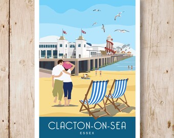 Retro Personalised Sunny Holidays art poster print A4