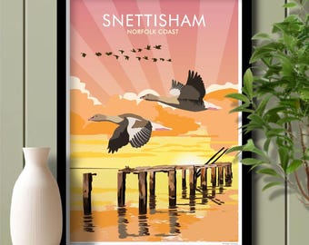 Snettisham Nature Reserve, West Norfolk, Travel Poster, Art. Unframed print.