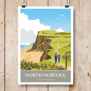 Norfolk Coast Path, Peddars Way, North Norfolk. National Trails. Travel Poster A4, A3, A2, A1. Other sizes available