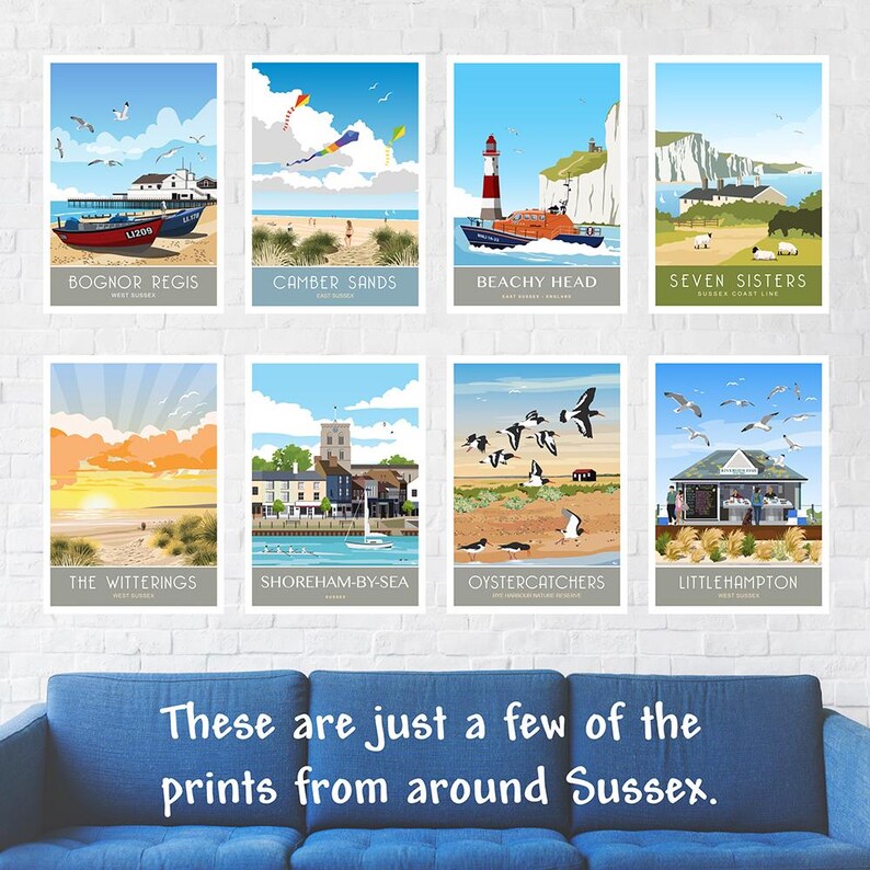 Rye Windmill Kunstdruck, East Sussex Reiseplakat, Retro Art Deco Bild 5