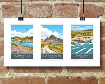 Scotland  triple mounted pictures. Travel poster Choose from over 800 prints