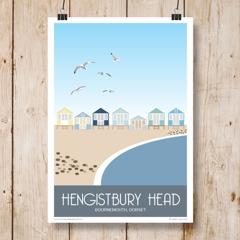 HENGISTBURY HEAD HUTS 2. Travel Poster of Beach Huts - Etsy UK