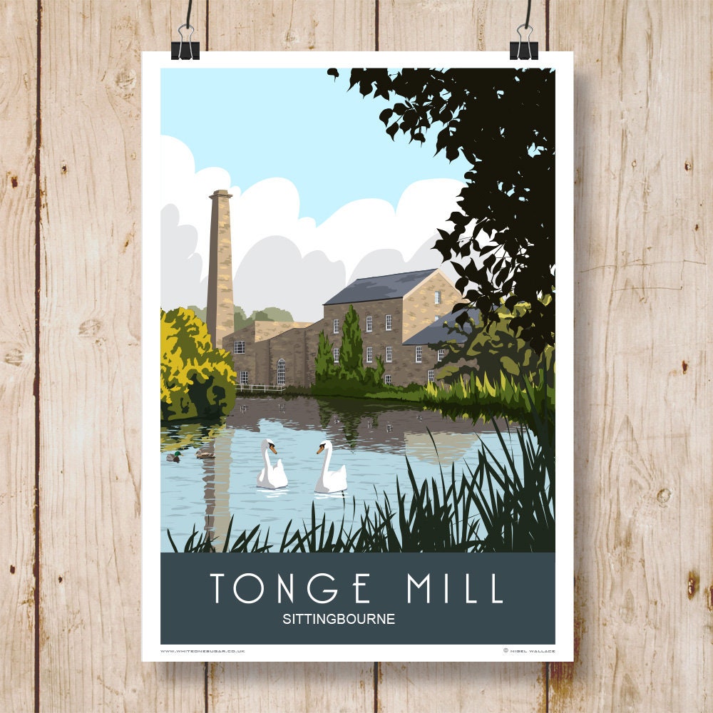 Tonge Mill, Tonge, Bapchild, Sittingbourne, Kent. A4, A3, A2, A1, Art Deco style design, Wall Art. Other sizes now available