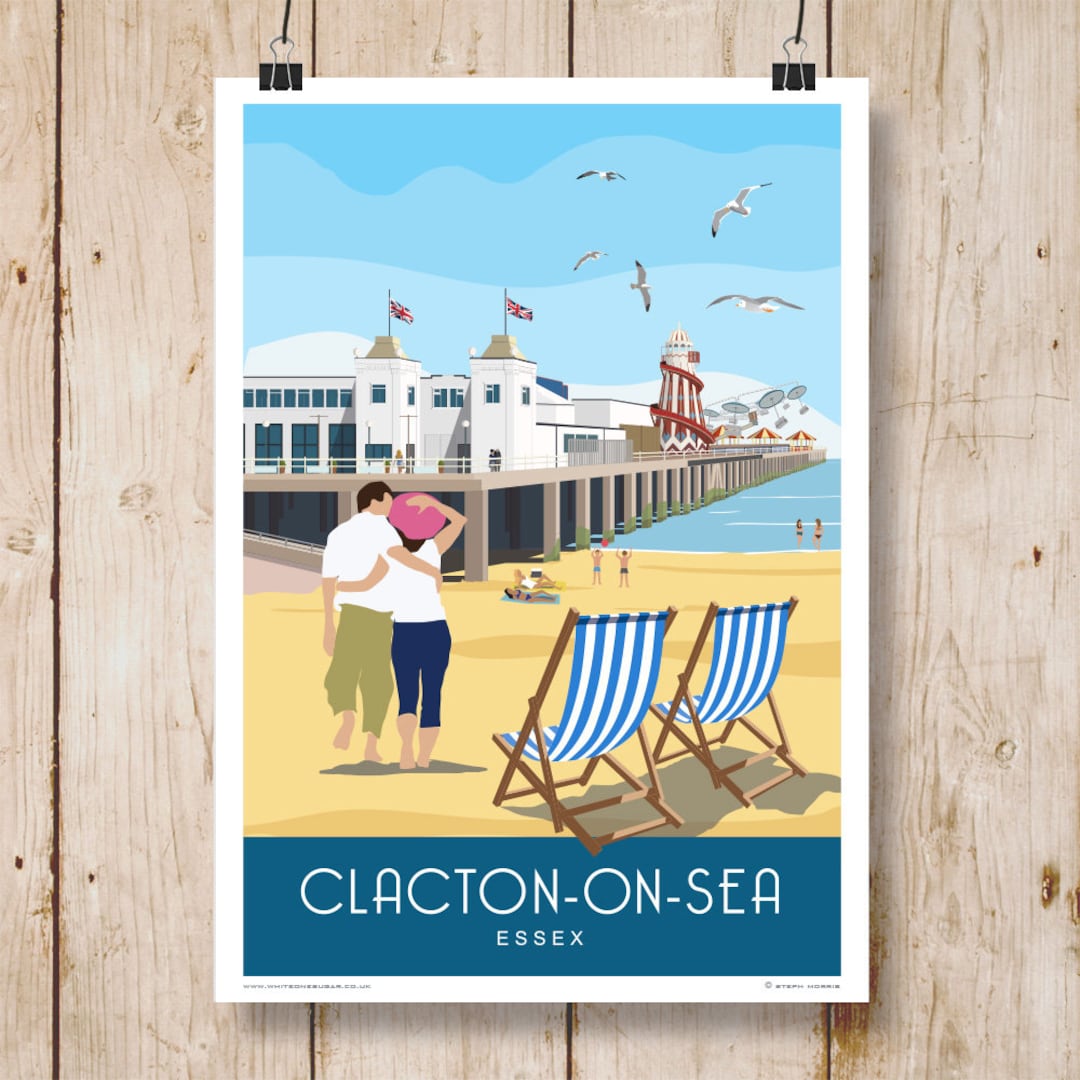 Clacton-on-sea Beach and Pier Essex. Travel Poster Art Deco - Etsy UK