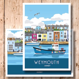 Weymouth Harbour Front. Dorset. A4, A3, A2, A1. Travel/Railway Poster. Portrait & Landscape. Other sizes now available
