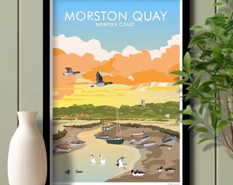 Morston Quay North Norfolk, Travel Poster, Art. Unframed print.