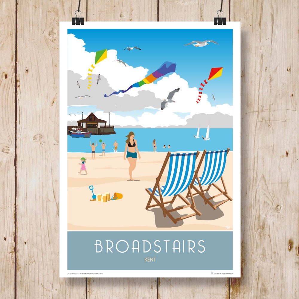 Broadstairs Beach Travel Poster. A4 A3 A2 A1 Etsy UK