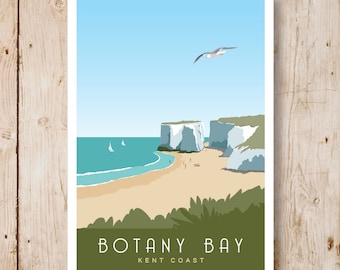 BOTANIK BUCHT, MARGATE. Kunstdruck Poster von Botany Bay zwischen Margate und Broadstyles, Thanet. A4, A3, A2.