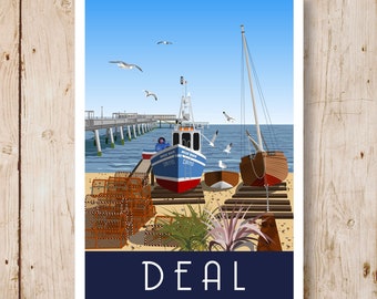 Deal Seafront, Pier & Fishing Boats, Kent. A4, A3, A2, A1 Landscape available. See link in description.