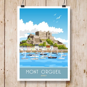 Mount Orgueil, Jersey, Channel Islands. A4, A3, A2, A1. Travel/Railway Poster.