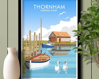 Thornham Coal Barn, North Norfolk, Travel Poster, Art. Unframed print.