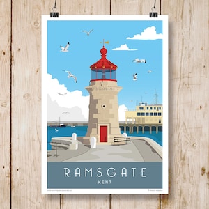 Ramsgate Lighthouse, Kent. Travel Poster available in A4, A3, A2, A1. Other sizes now available