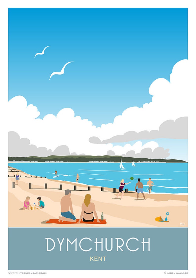 Dymchurch beach between New Romney & Hythe, Kent. A4, A3, A2, A1 Travel Poster. image 2