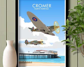 Cromer Air Show, North Norfolk, Travel Poster, Art. Unframed print.