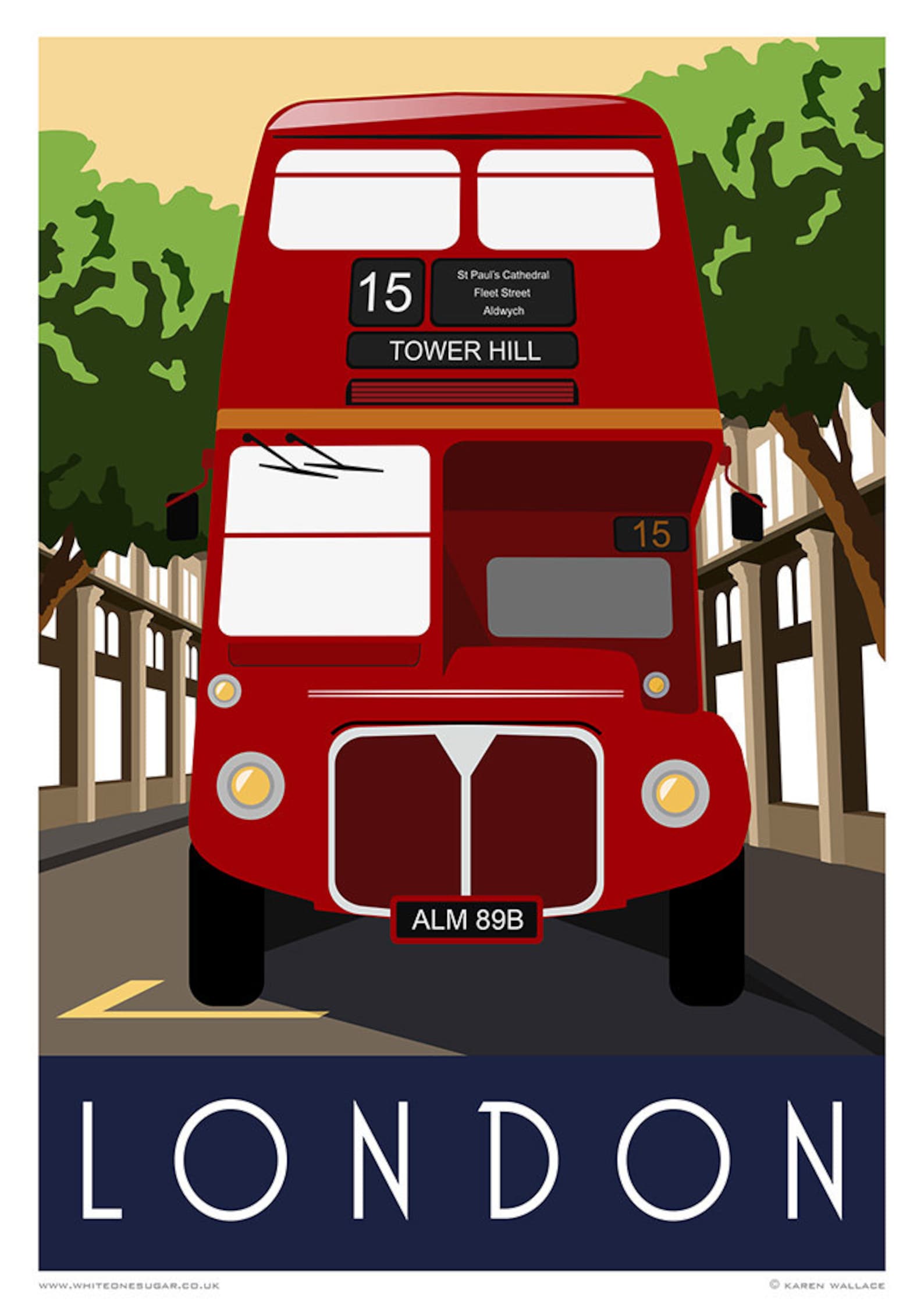 LONDON BUS. Travel Poster of London Red Routemaster Bus. A4 Etsy UK