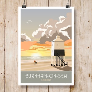 Burnham-on-Sea, Somerset, Sonnenuntergang.. A4, A3, A2, A1. Reise/Eisenbahn Poster