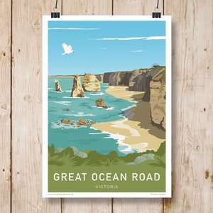 Great Ocean Road, Victoria, Australien Reise Poster. A4, A3, A2, A1