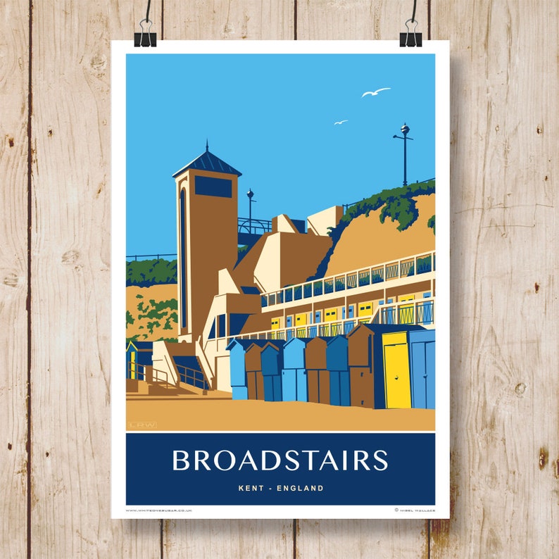BROADSTAIRS. Travel Poster of Beach Huts on Broadstairs Sand - Etsy UK