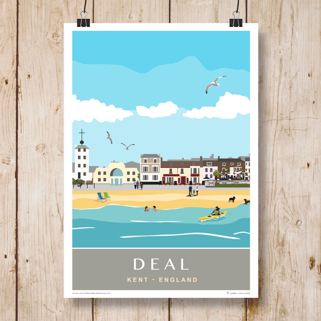 Deal Beach Scene. Portrait or Landscape A4 A3 A2 A1 - Etsy UK
