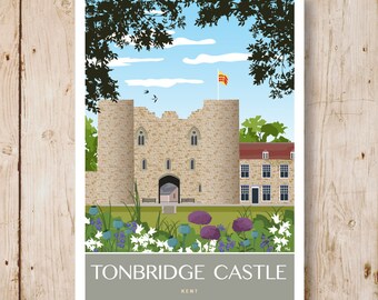 Castillo de Tonbridge, lugar de celebración de bodas. Disponible en versiones de primavera y verano. A4, A3 y A2. Disponibles también en otros tamaños.