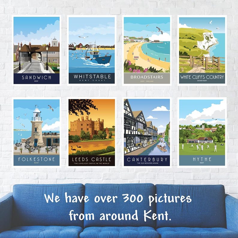 Faversham Market Town of Kings. Landscape. Railway Style Poster. A4, A3, A2, A1. Other sizes now available image 8