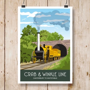 Crab & Winkle Line Travel Poster A4, A3, A2, A1. Other sizes now available
