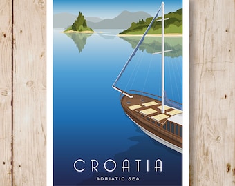 CROATIA, Adriatic Sea. Travel Poster available in A4, A3, A2, A1