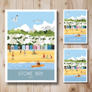 Stone Bay, Broadstairs, Kent. Poster. Art Deco, Retro style. Travel Poster, Art Print.