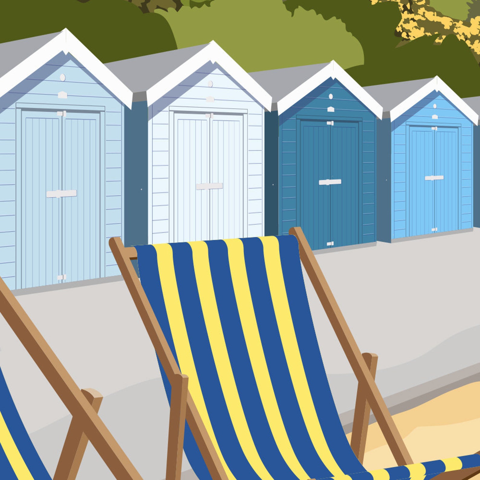 BOURNEMOUTH Deck Chairs and East Cliff Lift Dorset. A4 A3 Etsy UK