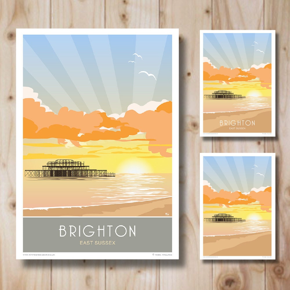 Brighton Pier Strand Geburtstagskarte Von Artery8 - 17,5x12,5 Cm, Hochwertiges Papier, Blanko Innen