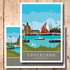 Standard Quay, Faversham Creek. Art Print Travel Poster. In A4, A3, A2, A1 Portrait & Landscape. Other sizes now available