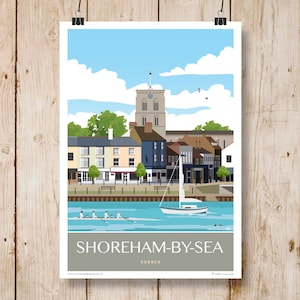 Shoreham-by-Sea. Portrait Travel/Railway style art print. Landscape available. See link in description. Other sizes now available
