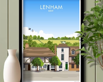 Lenham Square, Kent, Travel Poster, Art. Unframed print.