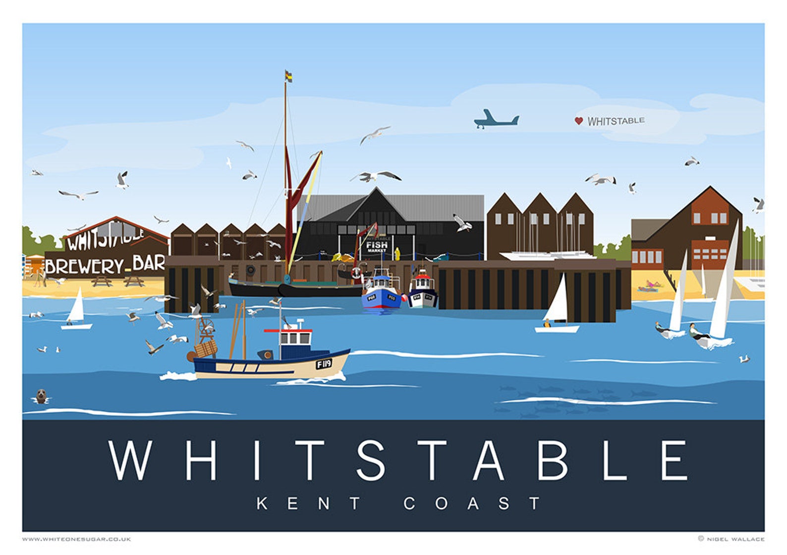 Whitstable Drawing Whitstable Harbour Art Print, Kent Travel Poster - Etsy