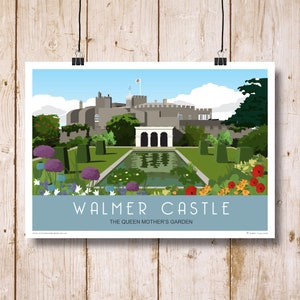 Walmer Castle Queen Mother&#39;s garden, DEAL, Landscape. Railway Style Poster. A4, A3, A2, A1 Portrait also available. Other sizes available