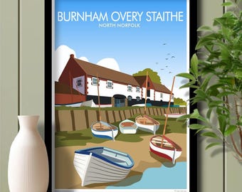 Burnham Overy Staithe Quay, North Norfolk, Travel Poster, Art. Unframed print.