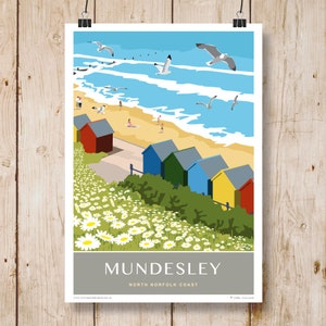 Mundesley Beach Huts, near Cromer, Norfolk. A4, A3, A2, A1. Other sizes available.