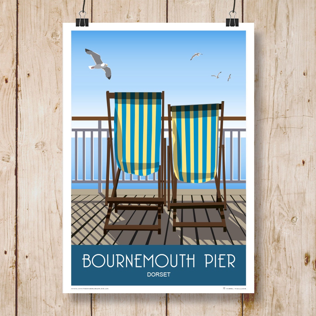BOURNEMOUTH. Deck Chairs on the Boardwalk of Bournemouth Pier Etsy UK