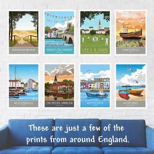 Rye Windmill Kunstdruck, East Sussex Reiseplakat, Retro Art Deco Bild 8