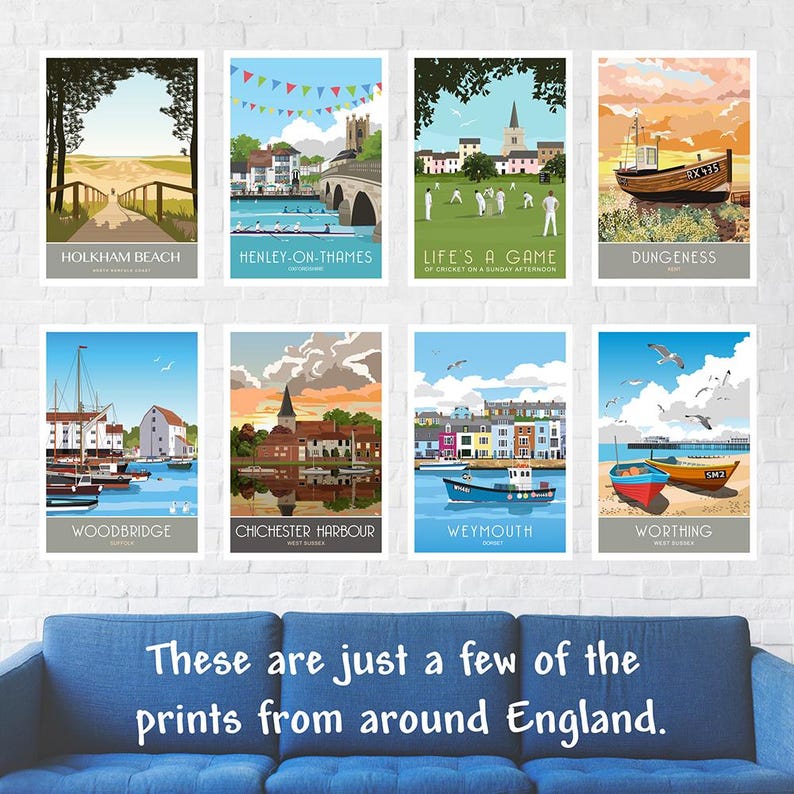 Rye Windmill Kunstdruck, East Sussex Reiseplakat, Retro Art Deco Bild 8