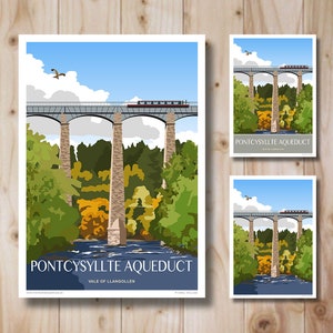 "Pontcysyllte Aquädukt, Plakat im Art Deco Stil ""Print""" Reise Poster