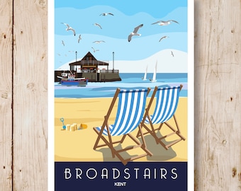 BROADSTAIRS. Deck Chairs on the sand. A4, A3, A2, A1.