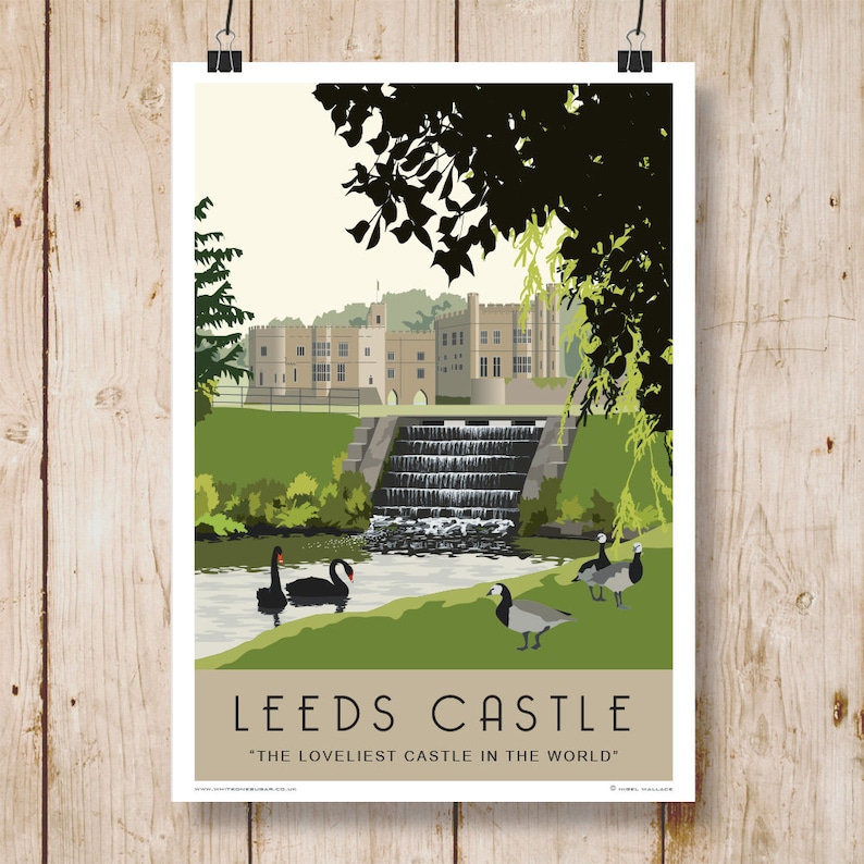 LEEDS CASTLE. Travel Poster of Leeds Castle Kent. the Etsy UK