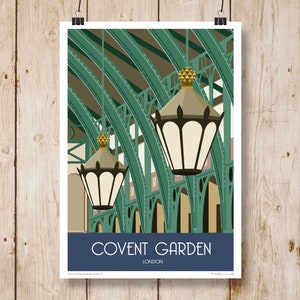 London. Art print Travel/Railway Poster of Covent Garden, London, England. A4, A3, A2 , A1 Portrait and Landscape