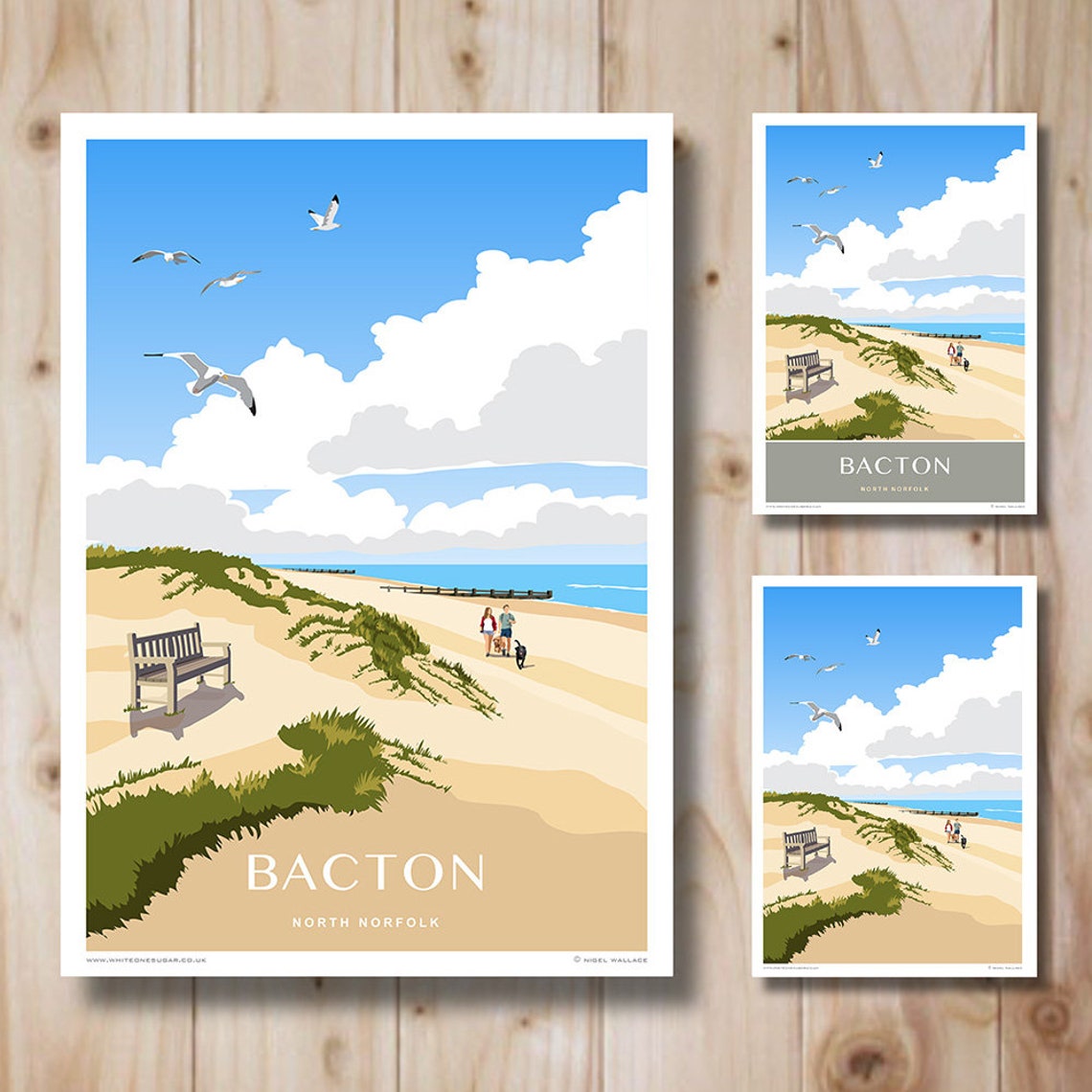 Bacton Beach, Norfolk Coast. Portrait, Retro, Art Deco Style Design ...