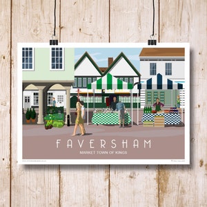 Faversham Market Town of Kings. Landscape. Railway Style Poster. A4, A3, A2, A1. Other sizes now available
